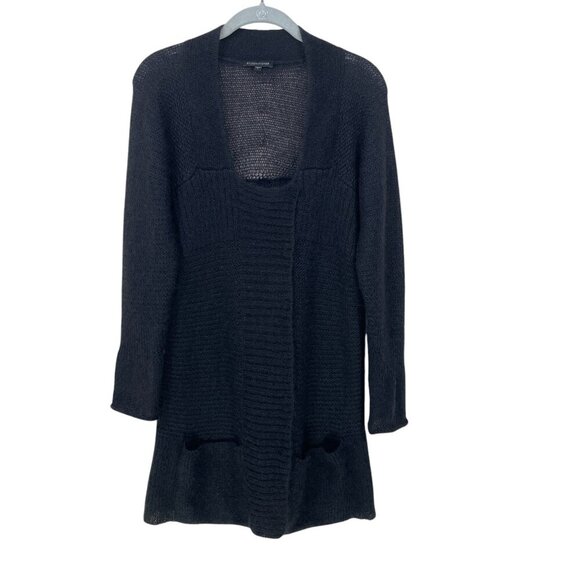 Eileen Fisher Sweater Cardigan Size S Black Mohair‎ Wool Long Quite Luxury Boho - Picture 3 of 7